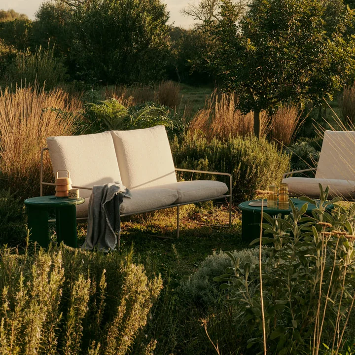 Ferm Living - Desert Outdoor 2-Sitzer Sofa, kaschmir / off-white (Pure Bouclé)