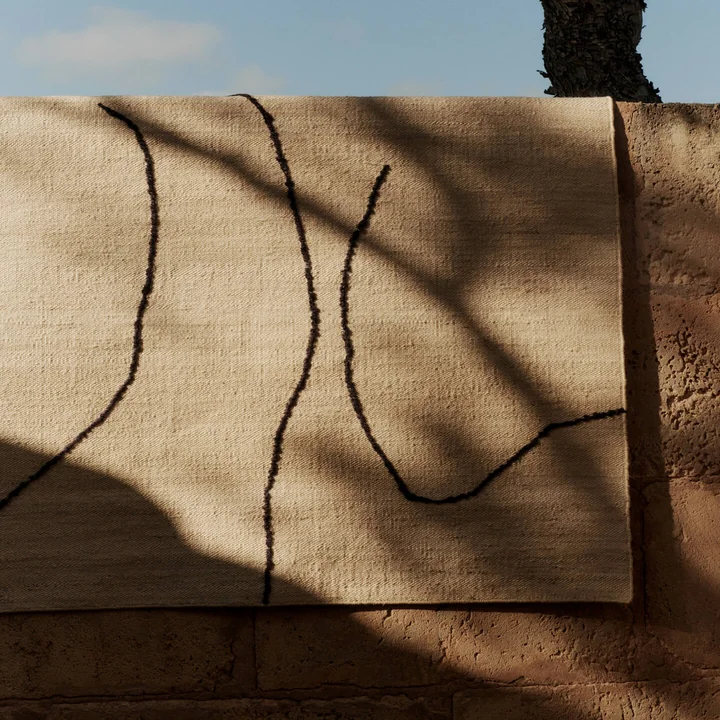 Ferm Living - Gesso Juteteppich, 200 x 300 cm, off-white / dark fig