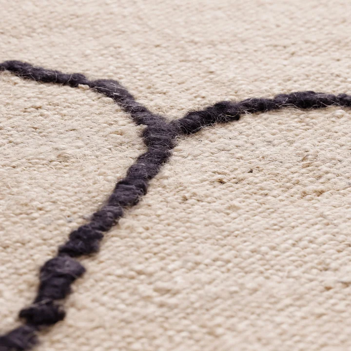 Ferm Living - Gesso Juteteppich, off-white / dark fig