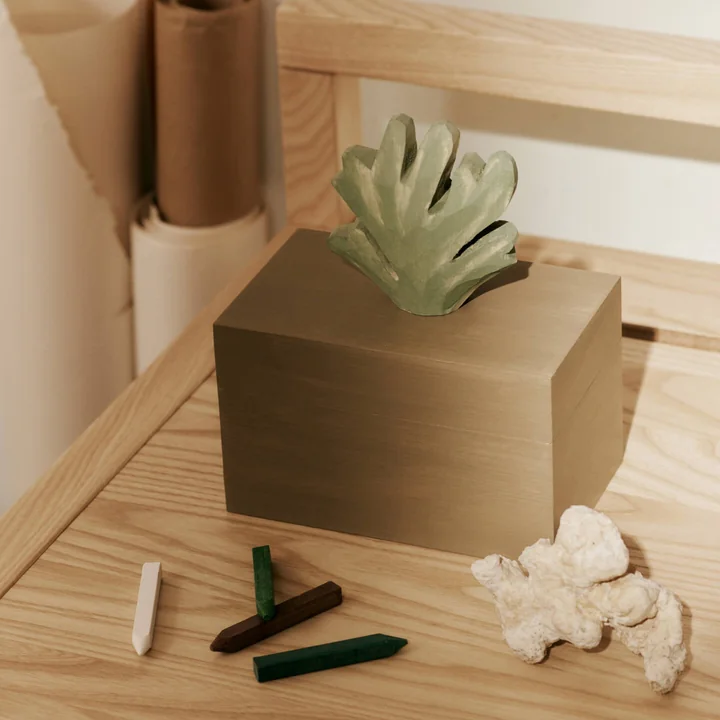 Ferm Living - Harbour Aufbewahrungsbox Koralle, H 17 x 14,5 cm, mistletoe / tan