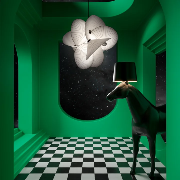 Moooi - Serpentine Pendelleuchte 8, Large, weiss / schwarz