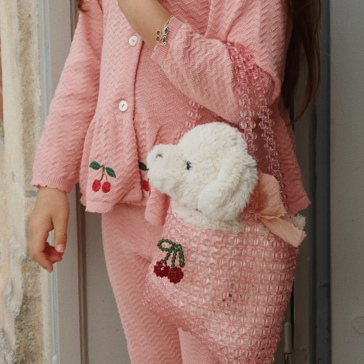 Konges Sløjd - Madeleine Kuscheltier mit Körbchen, Welpe, fiola