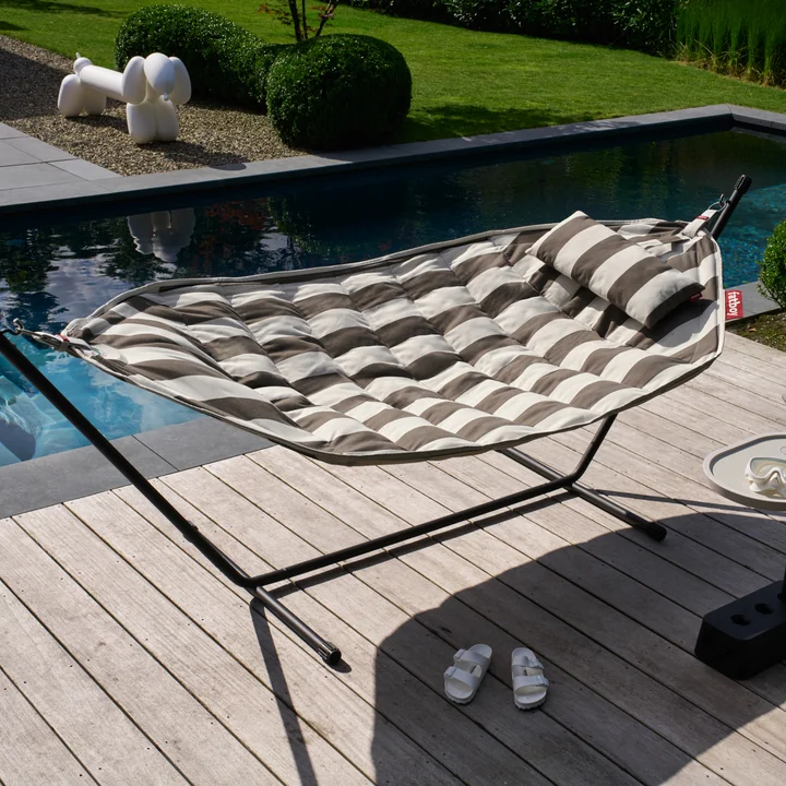 Fatboy - Headdemock Superb mit Kissen, Gestell schwarz / kakao gestreift