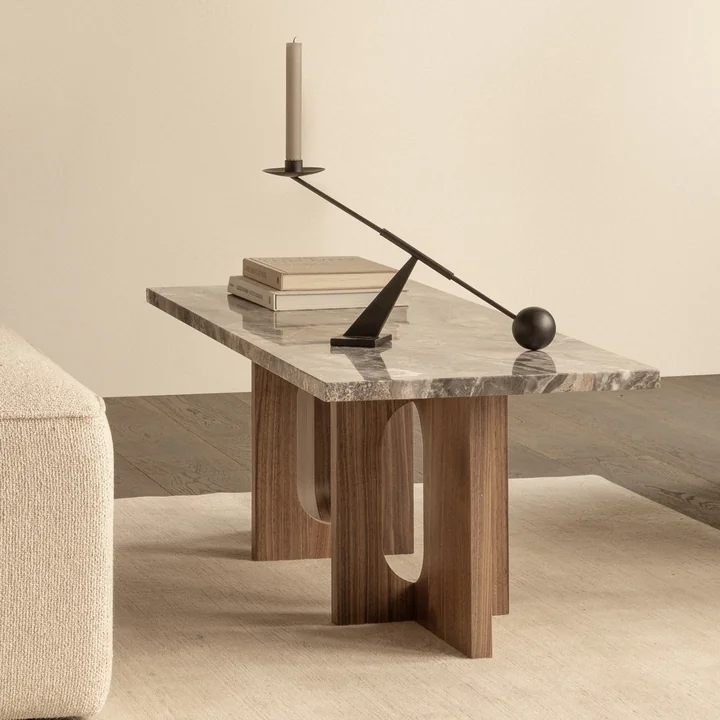 Audo - Androgyne Couchtisch 120 x 45 cm, Walnuss / Galaxy Grey