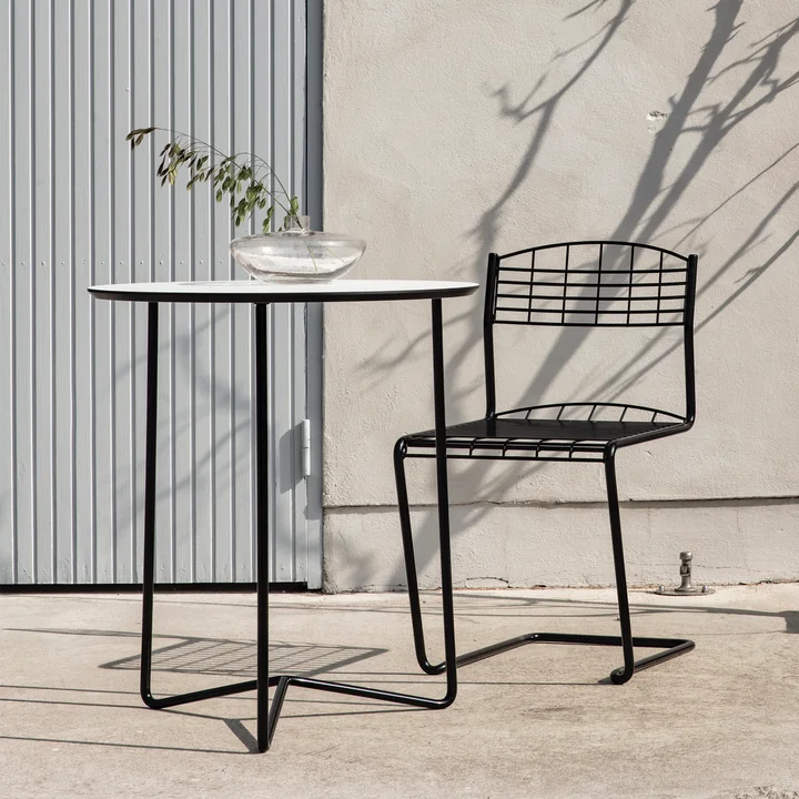 Grythyttan - High Tech Gartentisch Ø 60 cm, weiss / schwarz