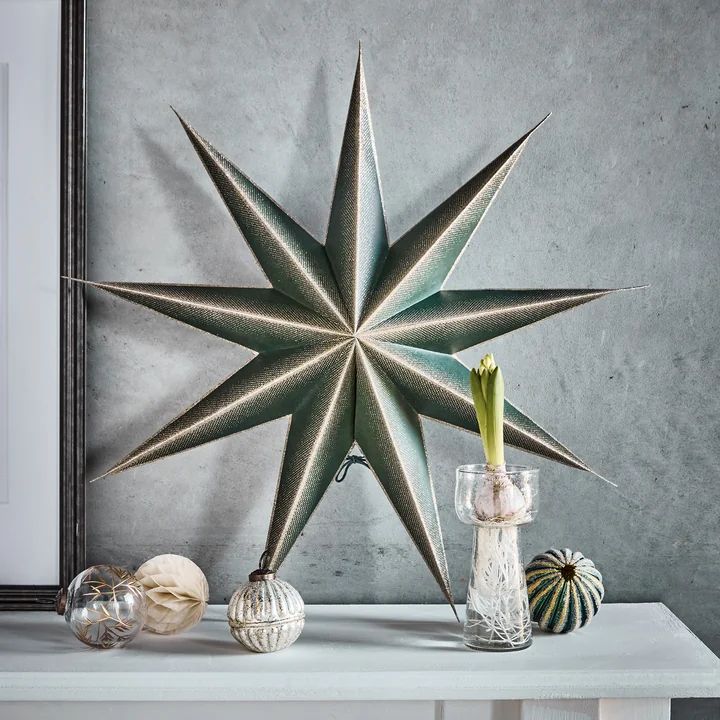 House Doctor - 9 Point Weihnachtsstern, grün / champagner