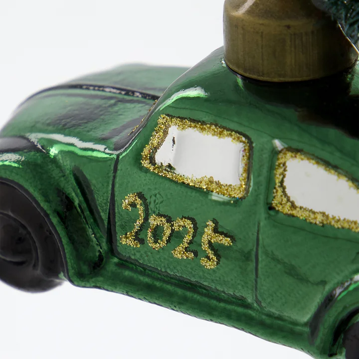 House Doctor - Xmas Cars Deko-Autos, 5,5 cm, grün / gold