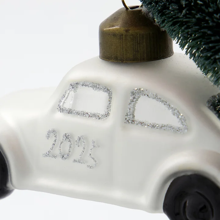 House Doctor - Xmas Cars Deko-Autos, 5,5 cm, weiss / silber