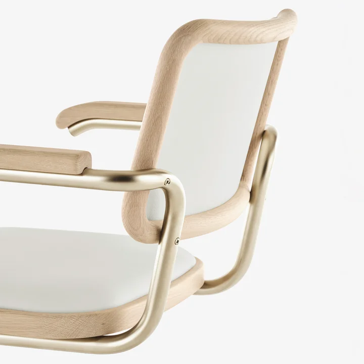 Thonet - S 64 P Nordic Armlehnstuhl, nickelsilver / Eiche geölt weiss pigmentiert / alabaster white (JS. by Jil Sander)