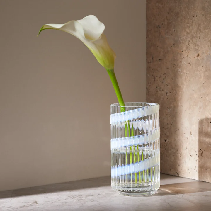 Lyngby Porcelæn - Glasvase, swirl, H 15,5 cm, transparent