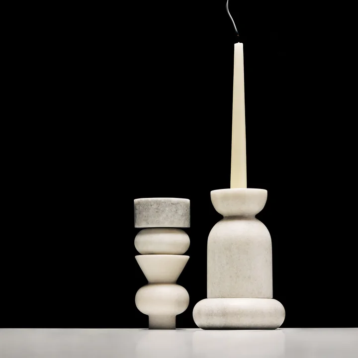 Tom Dixon - Stone Stacking Kerzenhalter, H 36 cm, weiss