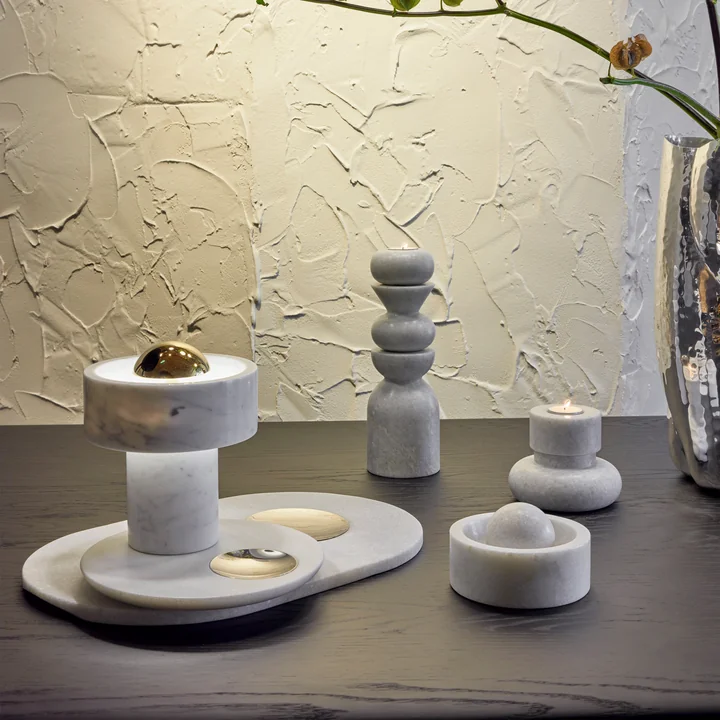 Tom Dixon - Stone Stacking Kerzenhalter, H 36 cm, weiss