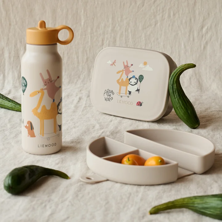 LIEWOOD - Arthur Lunchbox, Falk Wasserflasche und Eugene Snack-Box, Around the world, sandy
