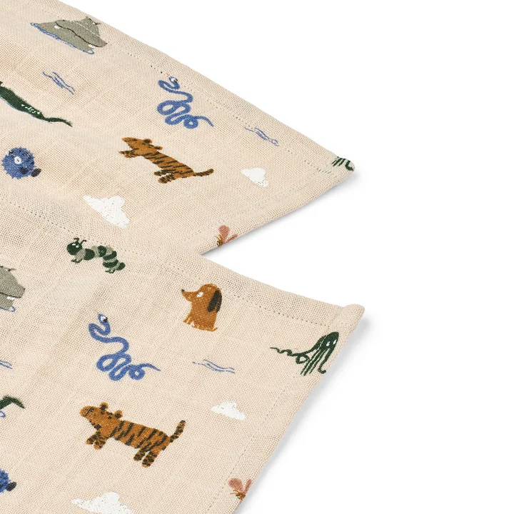 LIEWOOD - Lewis Musselintücher aus Bio-Baumwolle, Around the world, sandy 