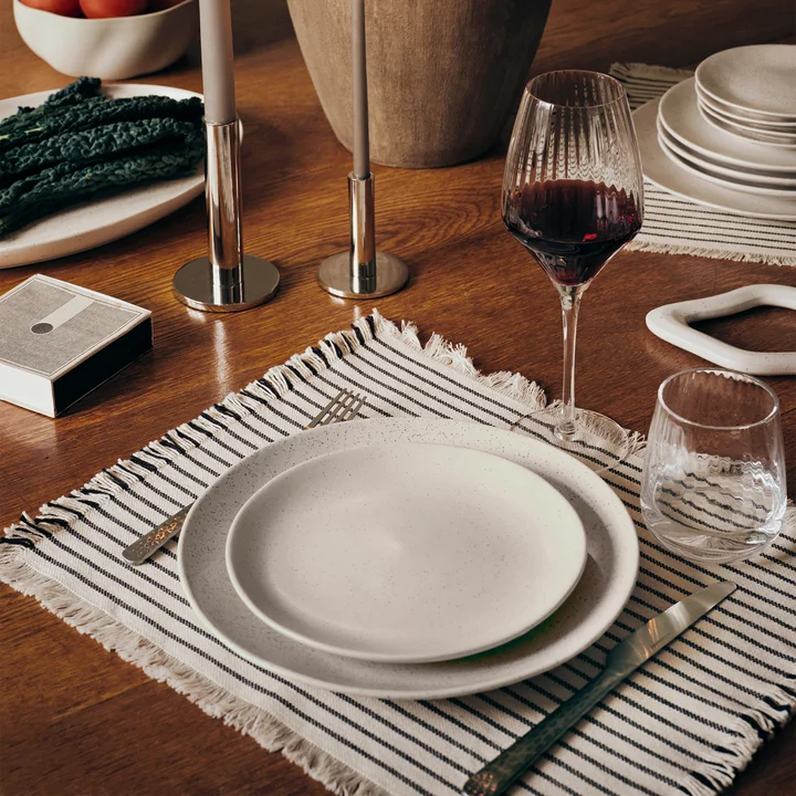 Broste Copenhagen - Elouise Tischläufer, 41,5 x 32 cm, off-white / schwarz