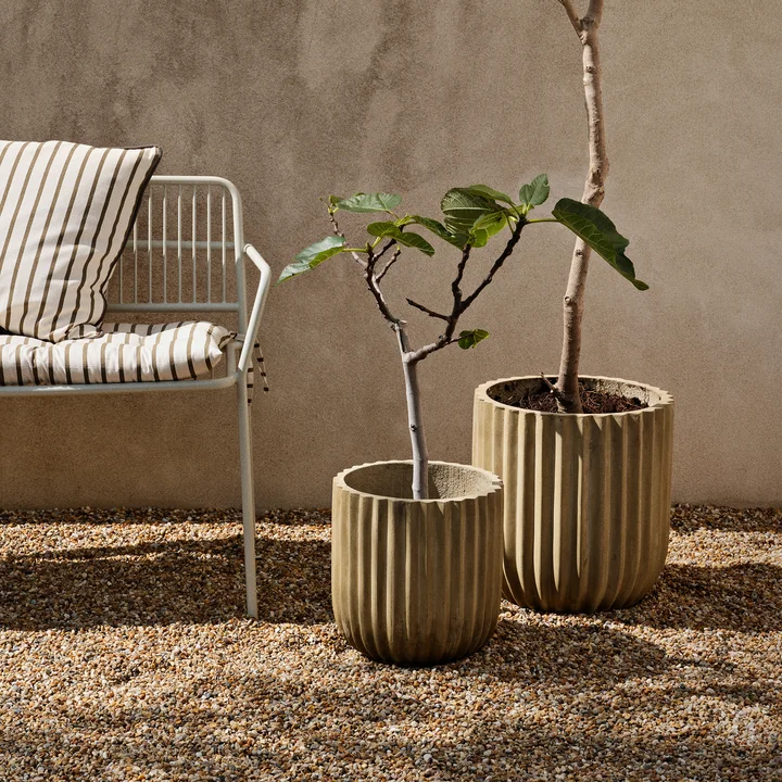 Broste Copenhagen - Fiber Pflanztopf, Ø 37 x 37 cm, antique beige