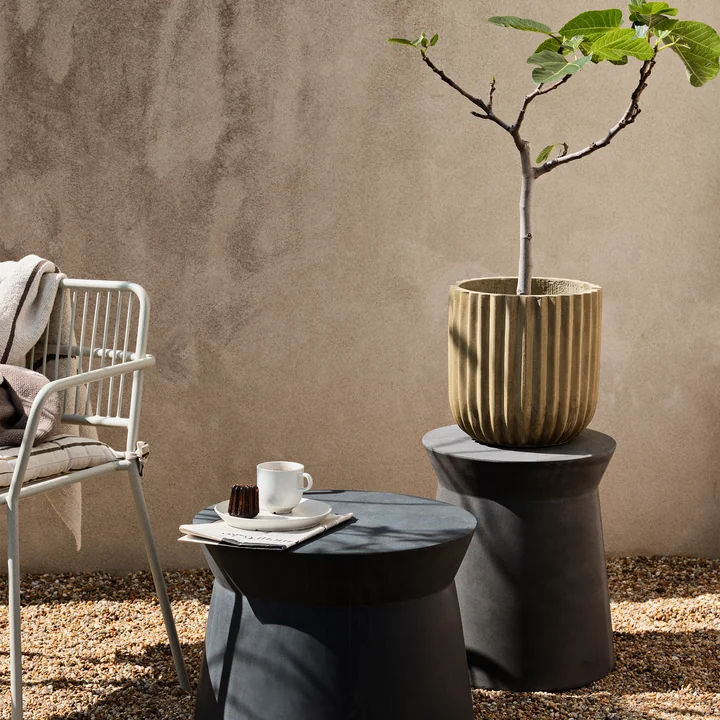 Broste Copenhagen - Fiber Pflanztopf, Ø 37 x 37 cm, antique beige