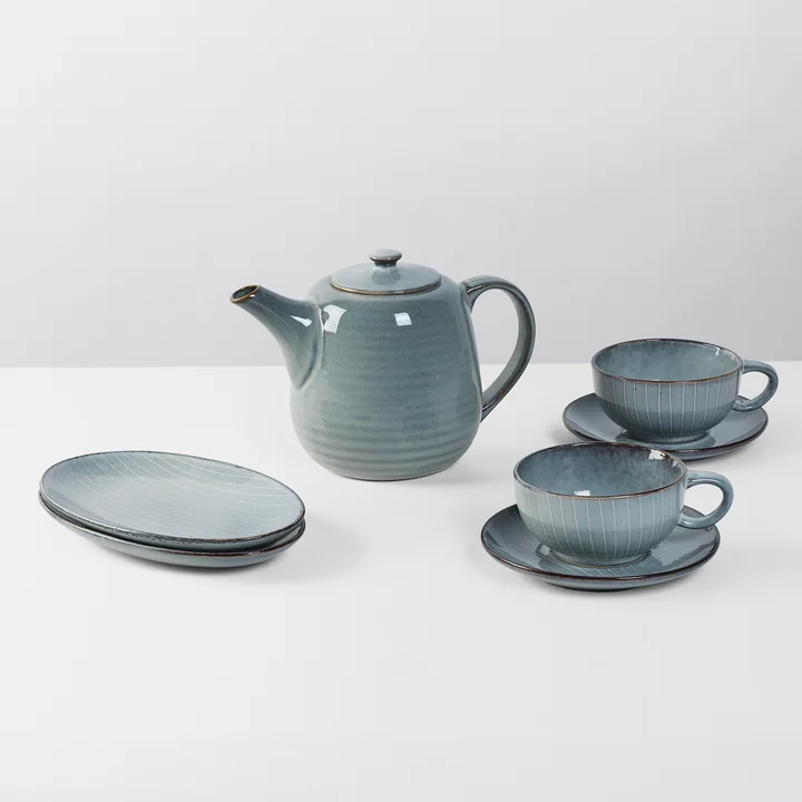 Broste Copenhagen - Nordic Sea Tee-Set, soft blue (5-tlg.)