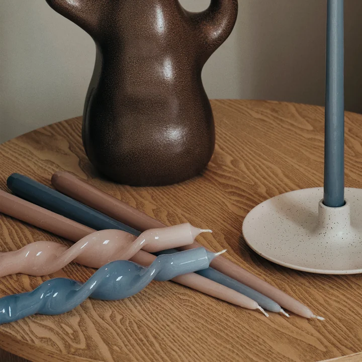 Broste Copenhagen - Smooth Kerze, H 38 cm, dusty blue (4er-Set)