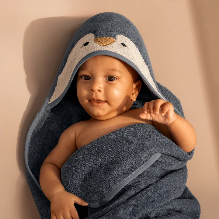 LIEWOOD - Albert Babyhandtuch mit Kapuze, Pinguin, oceanview mix