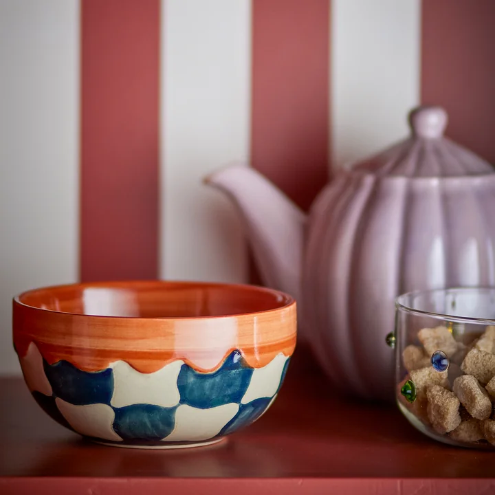 Bloomingville - Check Schale, 590 ml, blau 