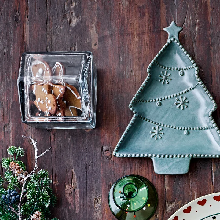 Bloomingville - Elius Gefäss mit Deckel, 10 x 14 x 10 cm, transparent