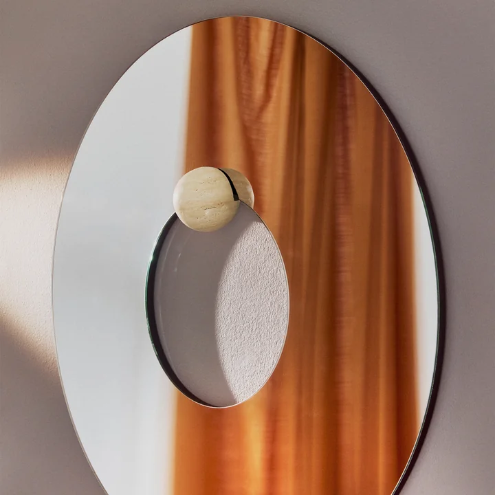 AYTM - Castellum Spiegel Ø 80 cm, klar / travertin