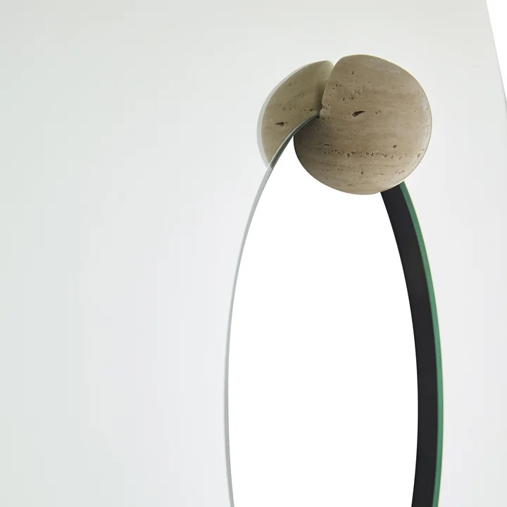 AYTM - Castellum Spiegel Ø 80 cm, klar / travertin