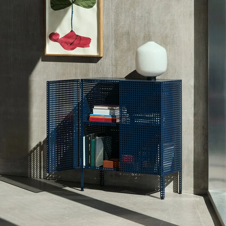 HAY - Perforated Cabinet M, steel blue