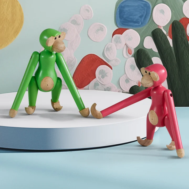 Kay Bojesen - Holz-Affe mini, hellgrün und pink