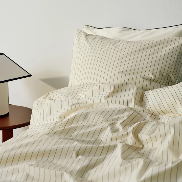 HAY - Fineline Bettdecken- und Kopfkissenbezug, elfenbein