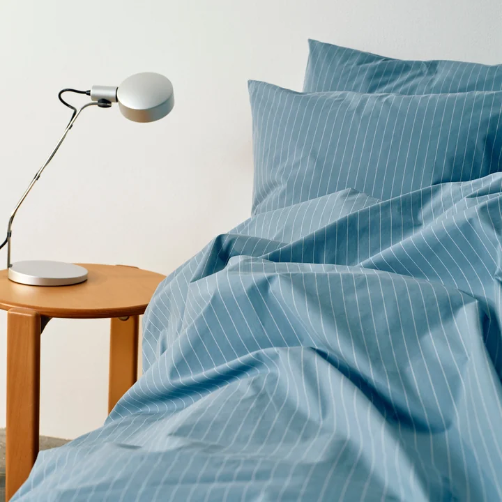 HAY - Fineline Bettdecken- und Kopfkissenbezug, blau