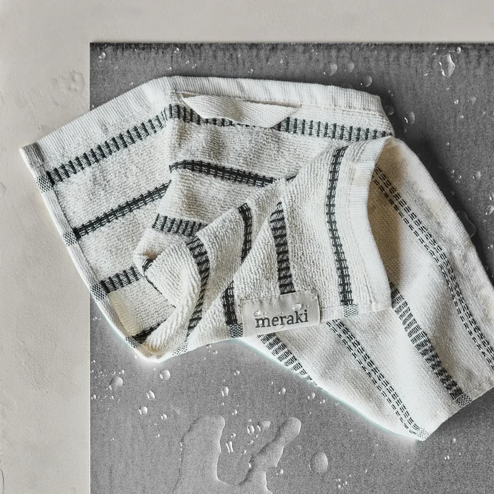 Meraki - True Waschlappen, 30 x 30 cm, off-white / schwarz