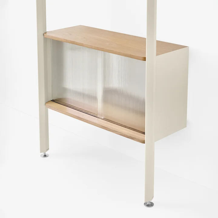 &Tradition - Rombe IF3 Regal mit Schrankelement, Eichenfurnier / alabaster / Regalböden alabaster