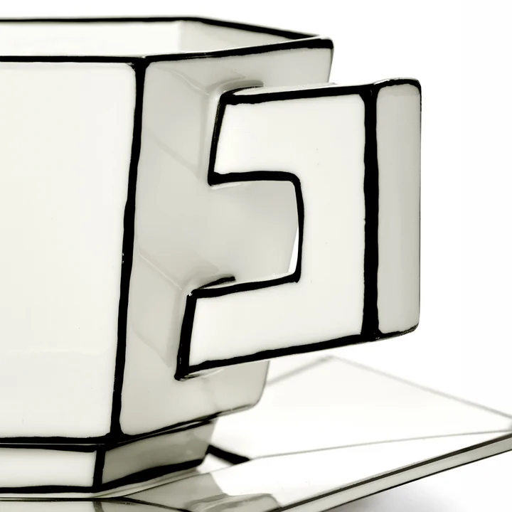 Serax - Carte Blanche Cappuccinotasse mit Untertasse, weiss / schwarz