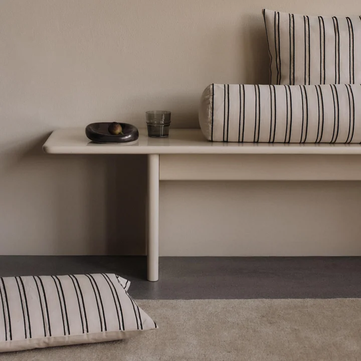 Ferm Living - Twill Kissen Gruppe, off-white / schwarz