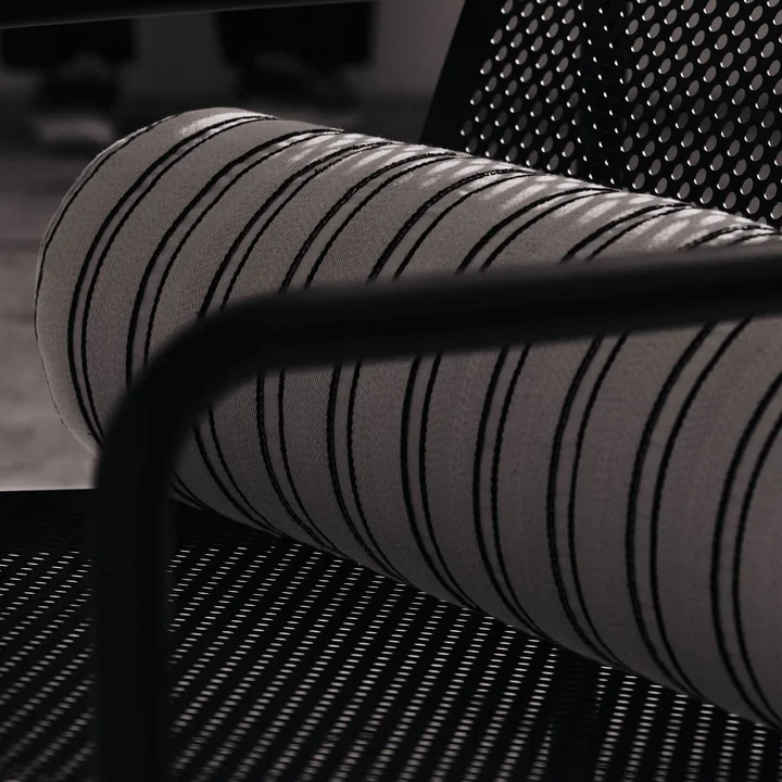 Ferm Living - Twill Nackenrolle, 60 cm, off-white / schwarz