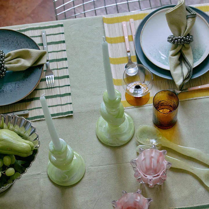 HKliving - Knotted Kerzenhalter, grün