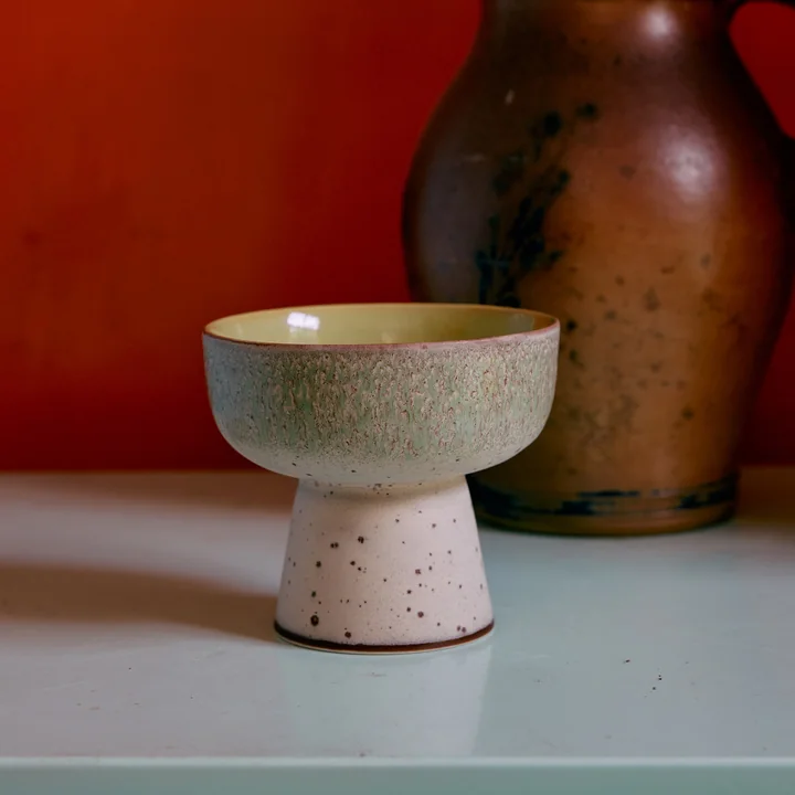 HKliving - 70's Tapas-Schale mit Fuss, Ø 12,5 cm, slush