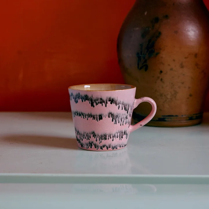 HKliving - 70's Cappuccino Tasse, 300 ml, bubble