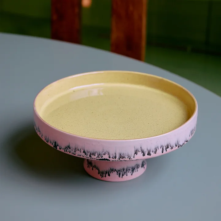 HKliving - 70's Schale mit Fuss, Ø 21 cm, bubble