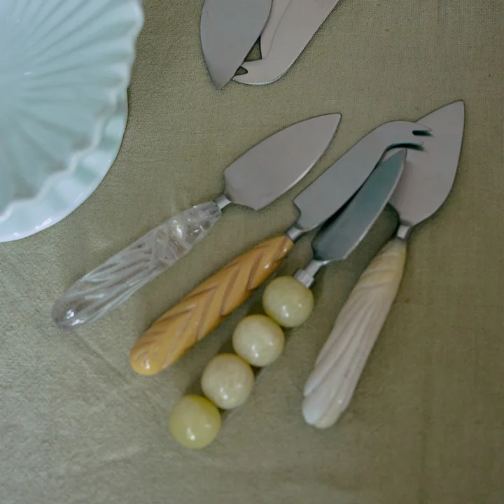 HKliving - Käsemesser-Set, lemon und cream