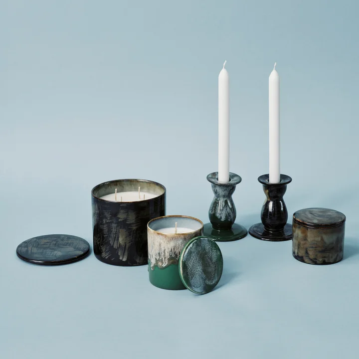 Serax - Terres de rêves Kerzenhalter, H 10,5 cm, grün und dunkelblau