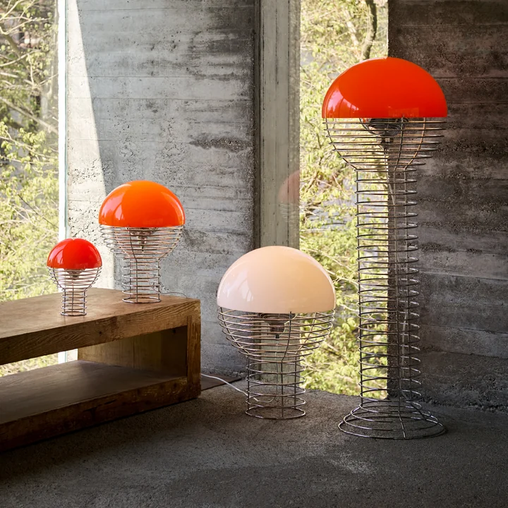 Verpan - Wire LED Leuchten, Chrom / weiss, orange und rot