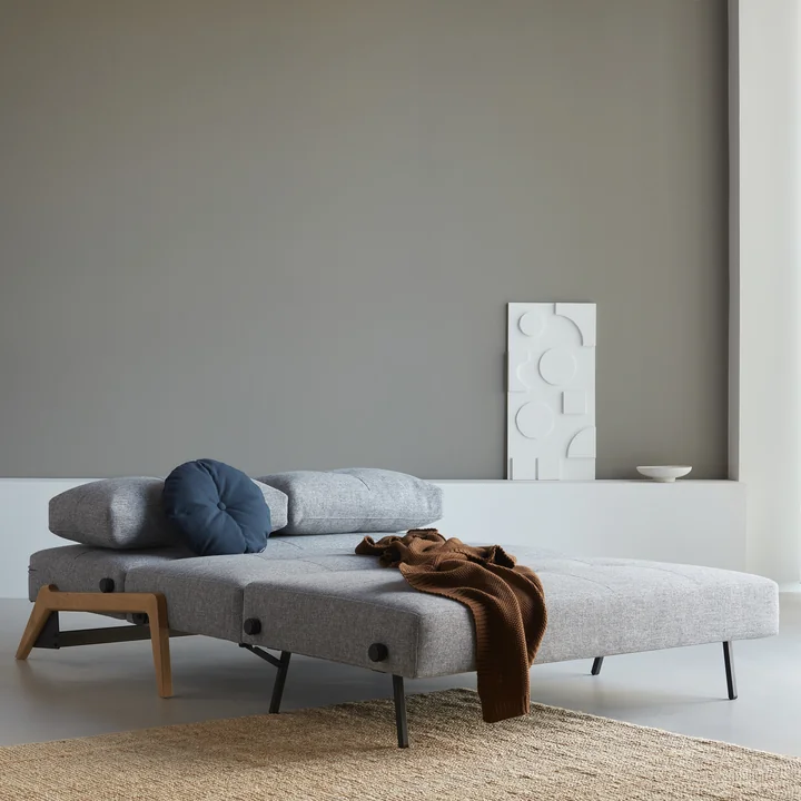 Innovation Living - Cubed 140 Schlafsofa, 148 x 98 cm, Eiche / hellgrau (565 Twist Granite)