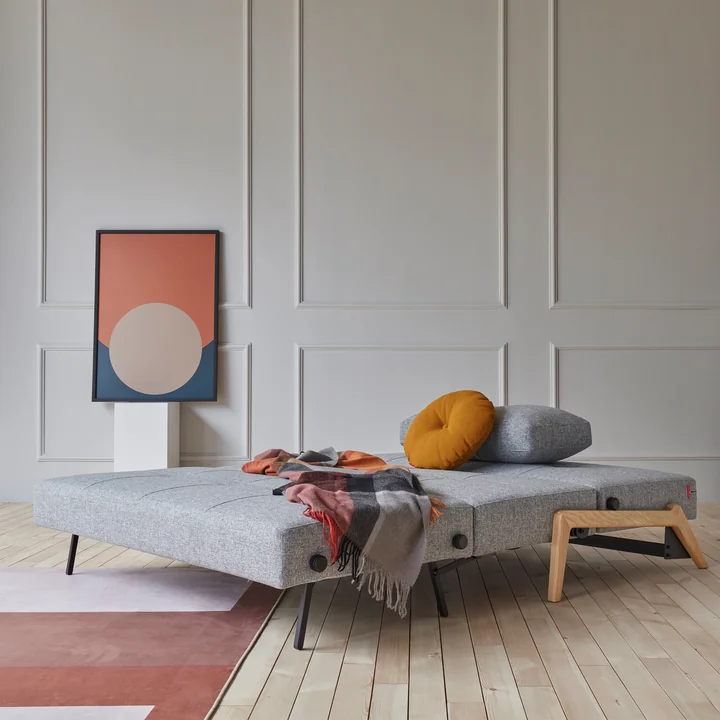 Innovation Living - Cubed 160 Schlafsofa, 168 x 98 cm, Eiche / hellgrau (565 Twist Granite)