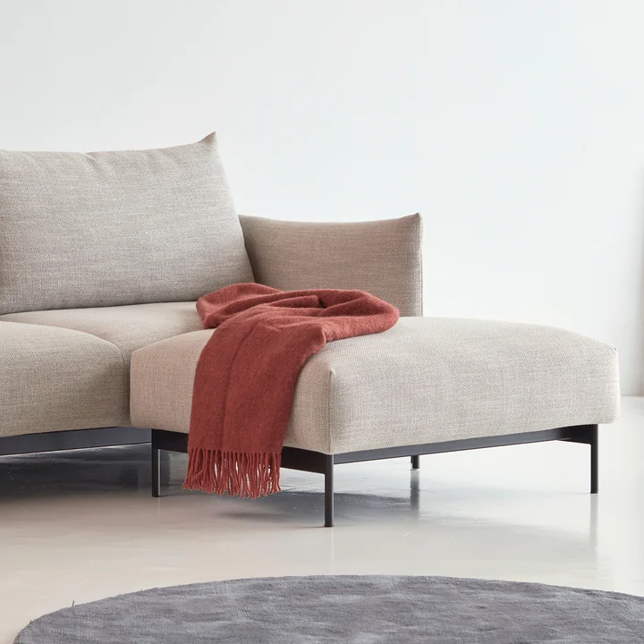 Innovation Living - Malloy Ottomane, schwarz / natur (579 Kenya Gravel)