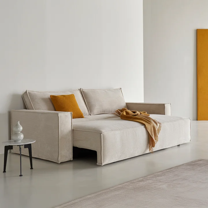 Innovation Living - Newilla Schlafsofa, 246 x 110 cm, elfenbein (595 Corduroy)