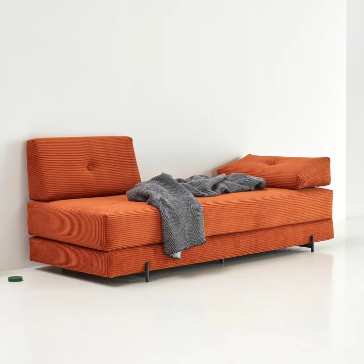 Innovation Living - Sigmund Indu Schlafsofa, 200 x 84 cm, burnt orange (595 Corduroy)