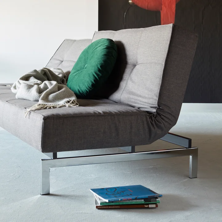 Innovation Living - Splitback Schlafsofa, 210 x 89 cm, chrome / dunkelgrau (216 Flashtex)